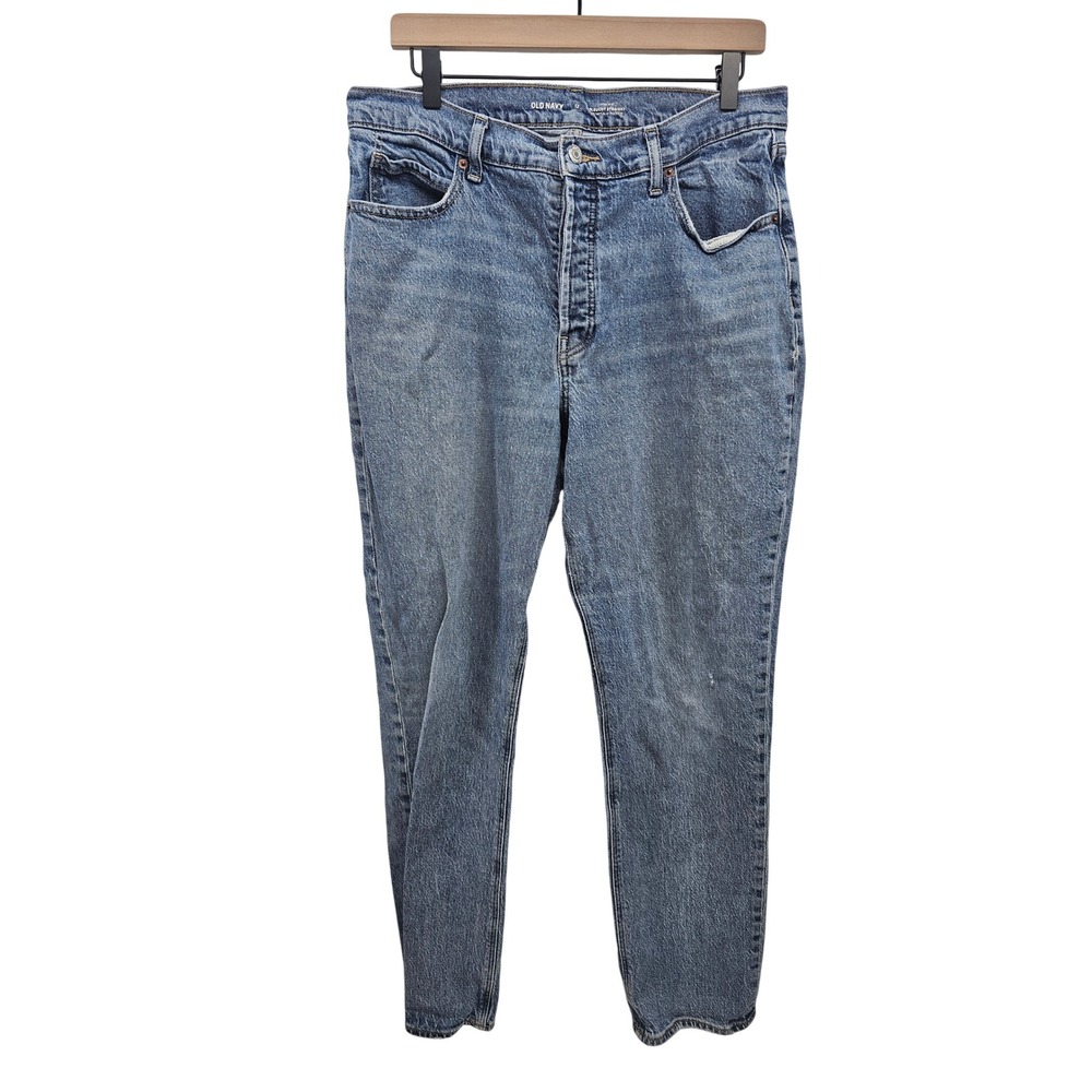 Old Navy Womens High Rise Slouchy Straight Jeans Medium Wash Blue Size 12